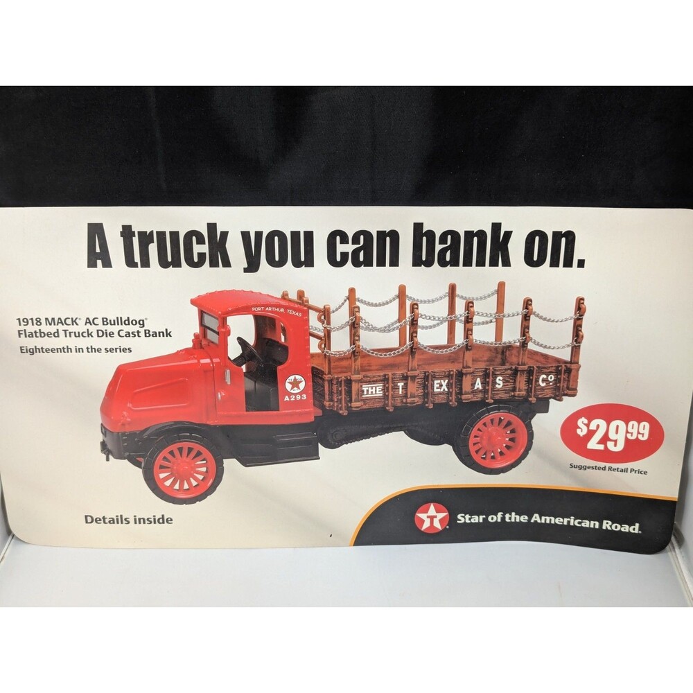 Vintage ERTL 1918 Mack Truck AC Bulldog Bank Texaco Retail Display Sign Antique